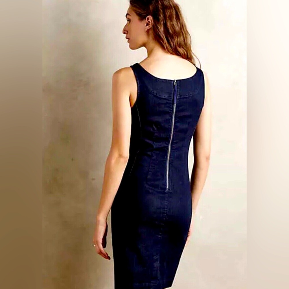 Anthropologie Holding Horses ‘Clara’ Dark Denim Sleeveless Tie Dress, Size 4 - Picture 4 of 6
